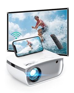 wireless wi-fi mini projector, portable led projector with 720p hd resolution and 1080p fhd support, 5500 lux brightness, smartphone screen sync, compatible with laptops, tv sticks, ps4, hdmi, av, usb