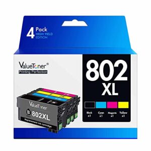 valuetoner remanufactured ink cartridge replacement for epson 802xl 802 xl t802xl t802 xl to use with workforce pro wf-4720 wf-4730 wf-4734 wf-4740 ec-4020 ec-4030 ec-4040 printer (4 pack)