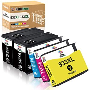 palmtree compatible ink cartridge replacement for hp 932xl 933xl 932 933 for hp officejet 6600 6700 6100 7110 7612 7510 7610 7620 printer (black, cyan, yellow, magenta, 5 combo pack)