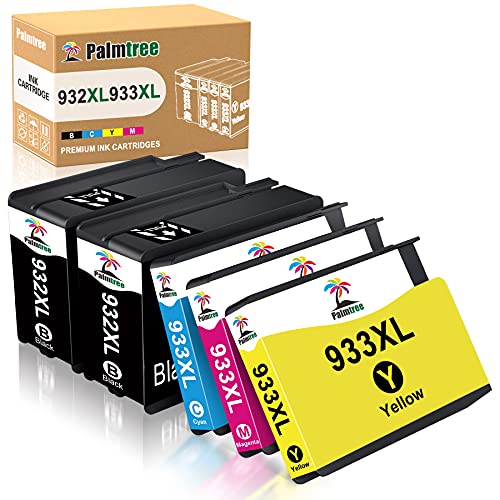 Palmtree Compatible Ink Cartridge Replacement for HP 932XL 933XL 932 933 for HP OfficeJet 6600 6700 6100 7110 7612 7510 7610 7620 Printer (Black, Cyan, Yellow, Magenta, 5 Combo Pack)