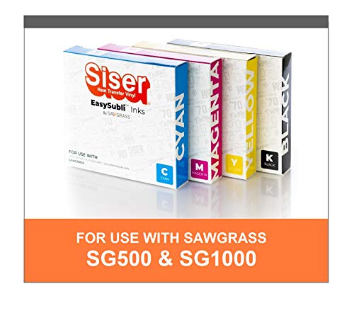 Sawgrass EASYSUBLI Sublimation Inks for SG500 / SG1000 Printer. Full Set of 4 Easy Subli Ink cartridges (CMYK) Bundle with 3 Rolls SUBLIMAX Brand Heat Tape- for Siser EasySubli Users.