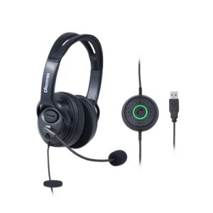 discover d722u noise reducing usb wired headset | compatible with computer softphone apps like ringcentral, teams, zoom, google, goto, cisco and more