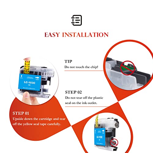 ejet 20 PCS LC103 LC101 Ink Cartridges Replacement for Brother LC-103XL LC103XL LC103 XL for MFC-J870DW MFC-J6920DW MFC-J6520DW MFC-J450DW MFC-J470DW MFC-J470DW(8 Black, 4 Cyan, 4 Magenta, 4 Yellow)