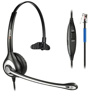 phone headset with microphone noise cancelling & mute switch, rj9 telephone headsets compatible with cisco office landline phones 6851 6945 7841 7861 7942 7945 7961 7962 7965 8811 8841 8845 8851 8861