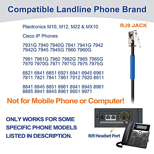 Phone Headset with Microphone Noise Cancelling & Mute Switch, RJ9 Telephone Headsets Compatible with Cisco Office Landline Phones 6851 6945 7841 7861 7942 7945 7961 7962 7965 8811 8841 8845 8851 8861