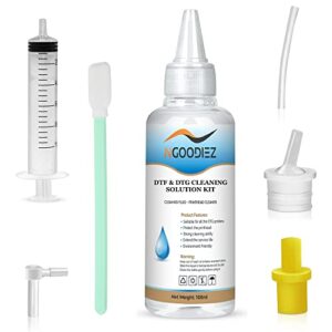 ngoodiez printhead cleaning kit for any dtf printer/dtg printer – universal printhead cleaner kit for printer nozzle – printer cleaning kit for direct transfer film printers (100ml solution)
