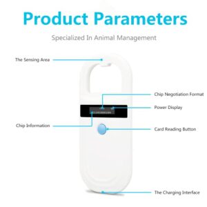 Watris Veiyi Dog Microchip Reader, Pet Microchip Scanner with OLED Display Screen, Pet Chip ID Scanner Supports FDX-B（ISO11784/11785） and EMID Microchips, for Animal Management