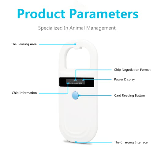 Watris Veiyi Dog Microchip Reader, Pet Microchip Scanner with OLED Display Screen, Pet Chip ID Scanner Supports FDX-B（ISO11784/11785） and EMID Microchips, for Animal Management