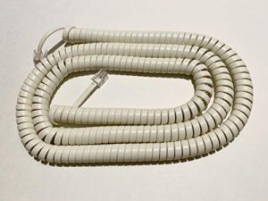 the voip lounge 25 foot long handset receiver curly cord for landline phone light ivory color