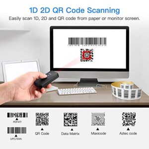 Eyoyo Mini Bluetooth 2D Barcode Scanner, 3-in-1 USB Wired/2.4G Wireless/Bluetooth Bar Code Reader Portable 1D QR Image Scanner PDF417 Data Matrix Code for iPad, iPhone, Android, Tablets or Computer PC