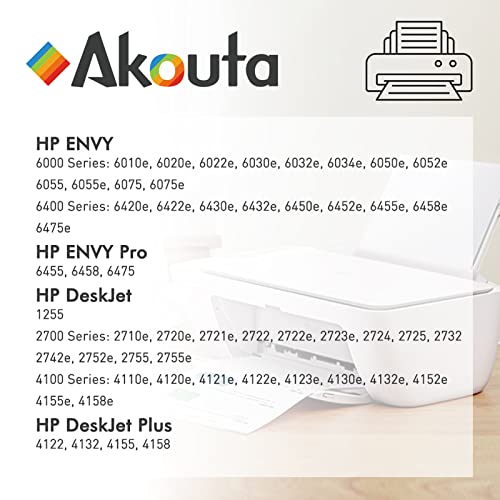 Akouta 67 XL Ink Cartridge Remanufactured Replacement for HP Ink Cartridge 67 XL Used in Envy Pro 6452 6455 6458 DeskJet 1255 2732 2752 2755 DeskJet Plus 4140 4152 Printer (2 Black 1 Tri-Color)