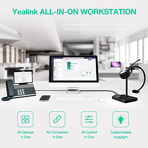 Yealink WH62 Mono UC Wireless Noise Canceling Headset - Connects and Works with USB Enabled Deskphones, Computers and Softphones.