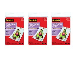 3 pack of 5 scotch 4 x 6 inches self-sealing laminating pouches