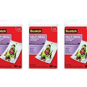 3 Pack of 5 Scotch 4 x 6 Inches Self-Sealing Laminating Pouches