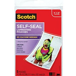 3 Pack of 5 Scotch 4 x 6 Inches Self-Sealing Laminating Pouches