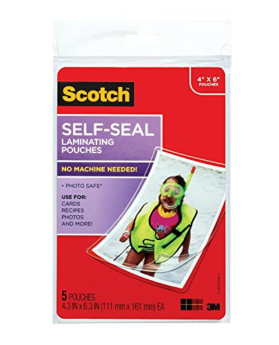 3 Pack of 5 Scotch 4 x 6 Inches Self-Sealing Laminating Pouches