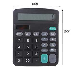 Upgraded versionCalculator, 12-Digit Solar Cell Office Calculator with Large LCD Display, Large Sensitive Buttons, Dual Power Desktop CalculatorSuitable for Office, Home, School(Black)