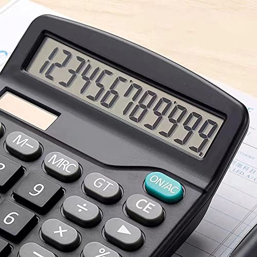 Upgraded versionCalculator, 12-Digit Solar Cell Office Calculator with Large LCD Display, Large Sensitive Buttons, Dual Power Desktop CalculatorSuitable for Office, Home, School(Black)