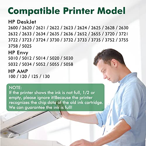 Remanufactured Printer Ink Cartridges for HP Ink 65 XL, Black Inkjet Cartridge for HP Envy 5052 5055 5010 5012 5020 5030 Deskjet 2600 2622 2652 3722 3755 3752 2635 2636 2655 Amp 120 100 Replacement