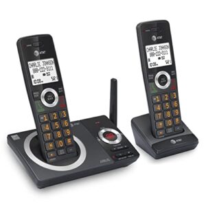 AT&T CL82219 DECT 6.0 2-Handset Cordless Phone for Home with Answering Machine, Call Blocking, Caller ID Announcer, Intercom and Long Range, Black