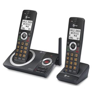AT&T CL82219 DECT 6.0 2-Handset Cordless Phone for Home with Answering Machine, Call Blocking, Caller ID Announcer, Intercom and Long Range, Black