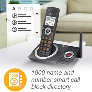 AT&T CL82219 DECT 6.0 2-Handset Cordless Phone for Home with Answering Machine, Call Blocking, Caller ID Announcer, Intercom and Long Range, Black