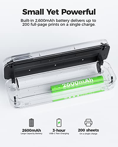 paperang Portable Thermal Printer Supports A4 Paper for Mobile Monochrome Prints, Wired Printing for Windows & macOS via USB and Wireless Printing for iOS & Android Devices via Bluetooth