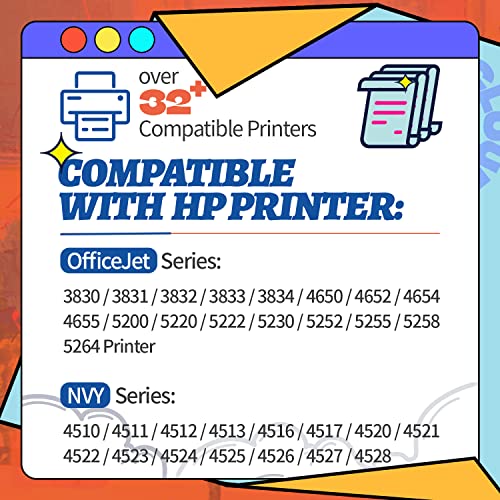 INKCLOUD Higher Yield 63XL Ink Cartridges Replacement for HP 63 Ink 63XL Work with HP OfficeJet 3830 4650 4655 5255 5258 Envy 4520 4512 4513 4516 DeskJet 1112 3630 2132 Printer(2 Black, 1 Tri-Color)