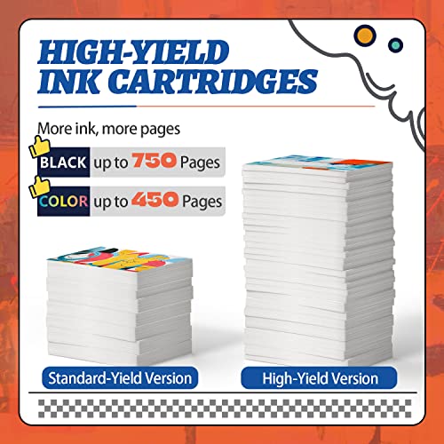 INKCLOUD Higher Yield 63XL Ink Cartridges Replacement for HP 63 Ink 63XL Work with HP OfficeJet 3830 4650 4655 5255 5258 Envy 4520 4512 4513 4516 DeskJet 1112 3630 2132 Printer(2 Black, 1 Tri-Color)