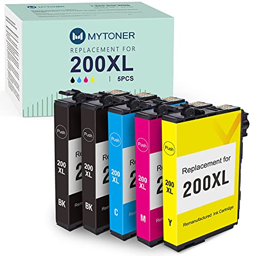 MYTONER Remanufactured Ink Cartridge Replacement for Epson 200XL 200 XL for Expression XP-200 XP-300 XP-310 XP-400 XP-410 Workforce WF-2520 WF-2530 WF-2540 Printer(2 Black,1 Cyan, 1 Magenta,1 Yellow)