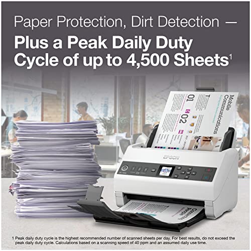 Epson DS-730N Network Color Document Scanner, 100-page Auto Document Feeder (ADF), Duplex Scanning