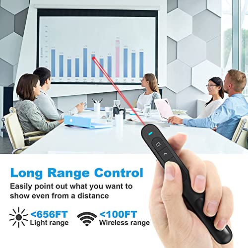 Presentation Clicker Wireless Presenter Remote, PPT Presentation Clicker with Hyperlink &Volume Remote Control Presentation Clicker Pointer Slide Advancer for Keynote/PPT/Mac/PC(Battery Included)