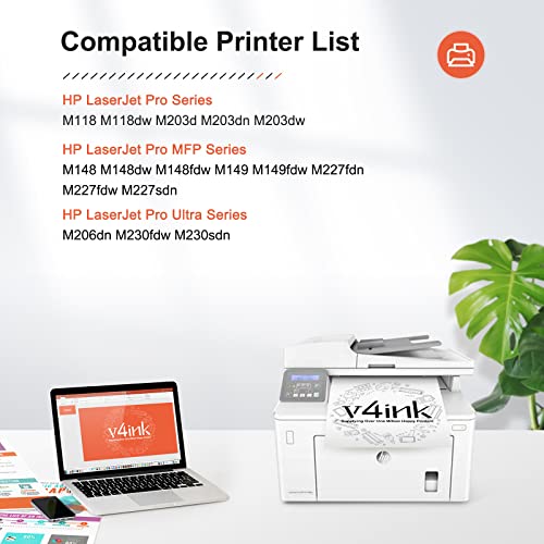 v4ink 3PK Compatible Replacement for HP 30X 30A CF230X Toner 32A CF232A Drum Black Combo Set for HP Laserjet Pro MFP M227fdw M227fdn M227sdn M227 M203dw M203d M203dn M203 Printer – 1 Drum + 2 Toners