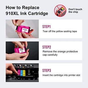 LemeroUexpect 910 910XL Remanufactured Ink Cartridge Replacement for HP 910 XL 910XL Ink Cartridge Combo Pack 4-Pack for HP Printer OfficeJet Pro 8025 8022 8035 8028, Black Cyan Magenta Yellow