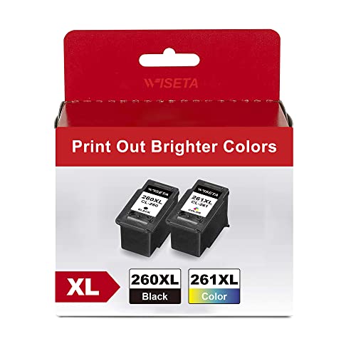 260XL 261XL Ink Cartridge Replacement for Canon PG-260 XL CL-261 XL PG260 CL261 260 XL 261 XL Work for TS5320 TS6420a TS6420 TR7020a TR7020 Printers (2 Pack, 1 Black 1 Tri Color)