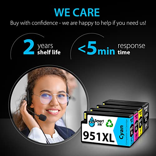 Smart Ink Compatible Ink Cartridge Replacement for HP 950XL 951XL 950 XL 951 XL 4 Pack Combo to use with Officejet Pro 8600 plus 8610 8620 8100 8625 8630 Printers (1 Black & 1 Cyan 1 Magenta 1 Yellow)