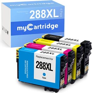mycartridge remanufactured ink cartridge replacement for epson 288xl 288 xl t288xl for epson xp-430 xp-330 xp-434 xp-440 xp-446 xp-340 printer ink cartridges (1 black,1 cyan,1 magenta, 1 yellow)