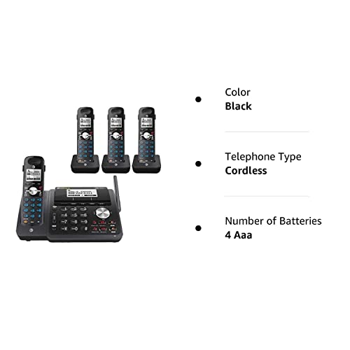 AT&T TL88102BK DECT 6.0 2-Line Expandable Cordless Phone with Answering System and Dual Caller ID/Call Waiting, 3 Handsets, Black