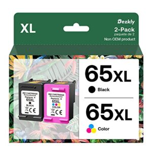 dezkly high-yield ink cartridge for 65xl, remanufactured 65xl ink cartridge tri-color combo pack works with hp amp 100 120 series deskjet 2620 3720 series envy 5020 5030 series n9k03a n9k04a
