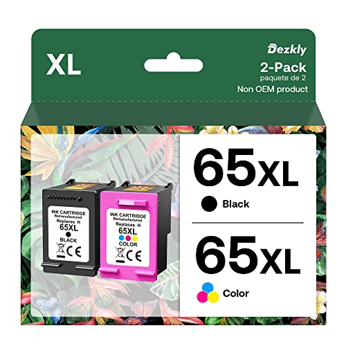 Dezkly High-Yield Ink Cartridge for 65XL, Remanufactured 65XL Ink Cartridge Tri-Color Combo Pack Works with HP AMP 100 120 Series DeskJet 2620 3720 Series Envy 5020 5030 Series N9K03A N9K04A