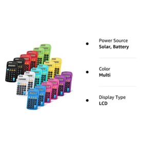 Pocket Size Student Function Calculator Basic Solar Battery Calculator Bulk Mini Colorful Calculator for Student Kids School Home Office Desktop Accounting Tools (18 Pieces)