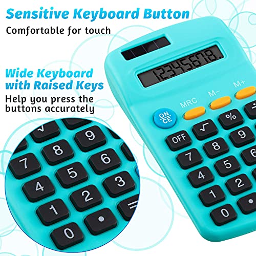 Pocket Size Student Function Calculator Basic Solar Battery Calculator Bulk Mini Colorful Calculator for Student Kids School Home Office Desktop Accounting Tools (18 Pieces)