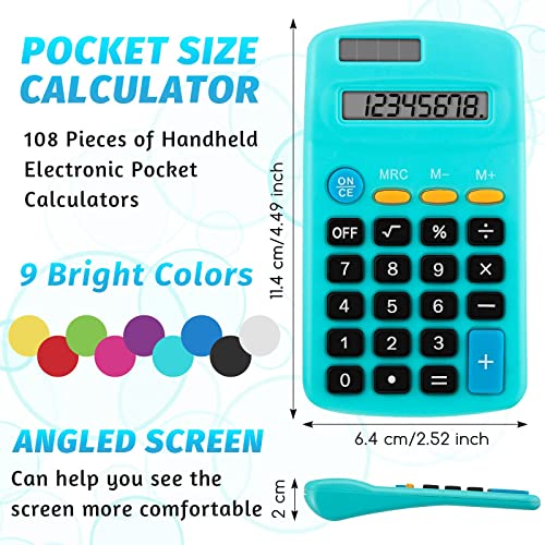 Pocket Size Student Function Calculator Basic Solar Battery Calculator Bulk Mini Colorful Calculator for Student Kids School Home Office Desktop Accounting Tools (18 Pieces)