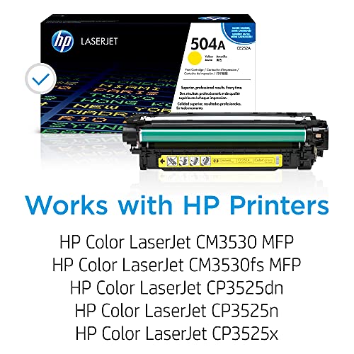 HP 504A Yellow Toner Cartridge | Works with HP Color LaserJet CM3530, CP3525 Series | CE252A