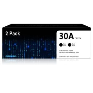 30a toner cartridges (2-pack) | replacement for hp 30a black toner cartridge works with pro m203 series, pro mfp m227 series | cf230a