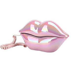 lip telephone, advanced home telephone, interesting mouth lip-shaped telephone, funny pink lip plastic telephone cable, wire phone home decoration, a for friends or families house phone