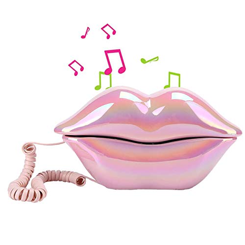 Lip Telephone, Advanced Home Telephone, Interesting Mouth Lip-Shaped Telephone, Funny Pink Lip Plastic Telephone Cable, Wire Phone Home Decoration, A for Friends or Families House Phone