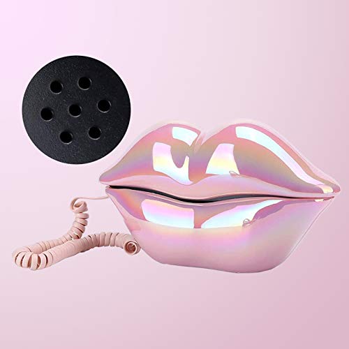 Lip Telephone, Advanced Home Telephone, Interesting Mouth Lip-Shaped Telephone, Funny Pink Lip Plastic Telephone Cable, Wire Phone Home Decoration, A for Friends or Families House Phone