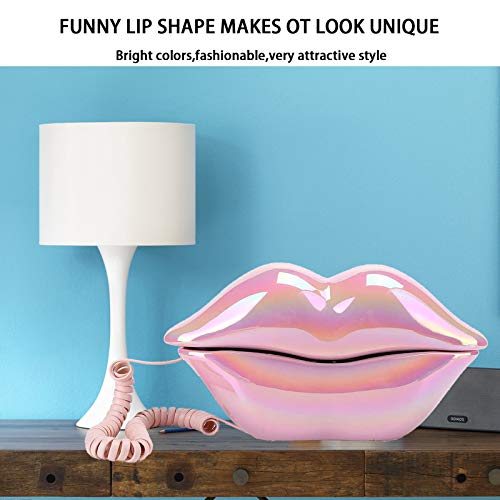 Lip Telephone, Advanced Home Telephone, Interesting Mouth Lip-Shaped Telephone, Funny Pink Lip Plastic Telephone Cable, Wire Phone Home Decoration, A for Friends or Families House Phone