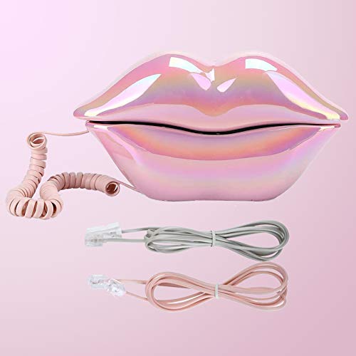 Lip Telephone, Advanced Home Telephone, Interesting Mouth Lip-Shaped Telephone, Funny Pink Lip Plastic Telephone Cable, Wire Phone Home Decoration, A for Friends or Families House Phone